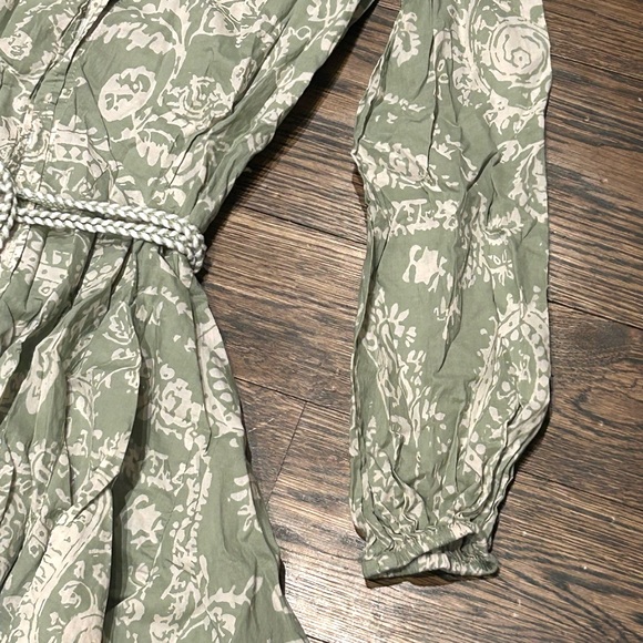 Zara Light Green Paisley Long Sleeve Dress - Picture 4 of 12